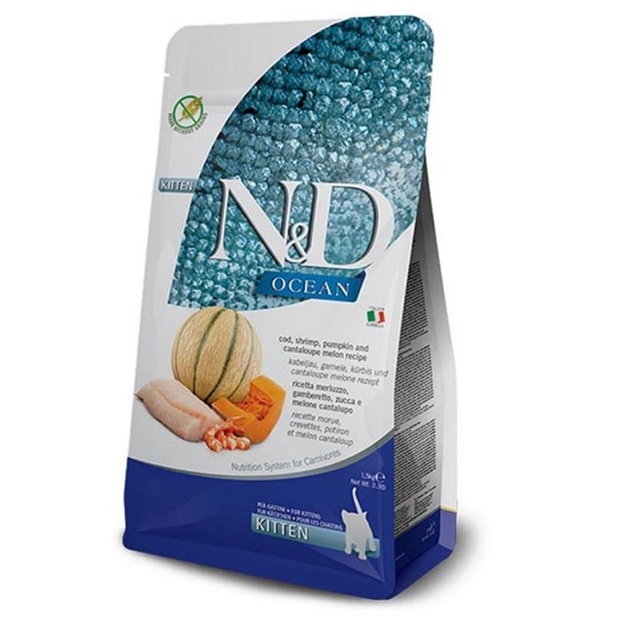 N&D Ocean Tahılsız Morina&Balkabağı&Karides&Kavun Kitten 1.5 Kg Yavru Kuru Kedi Maması