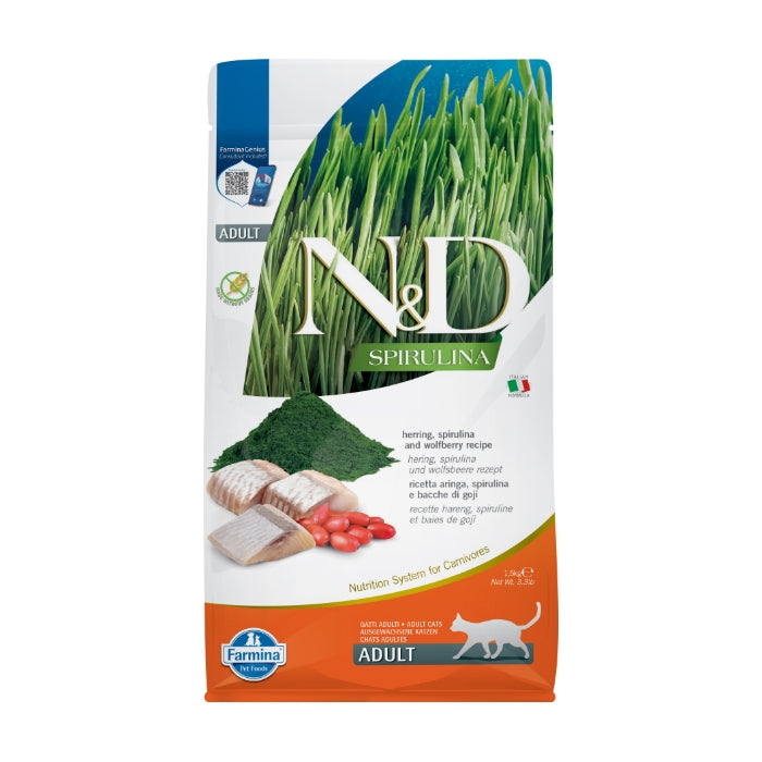 N&D Spirulina Ringa Balıklı 1.5 Kg Yetişkin Kuru Kedi Maması