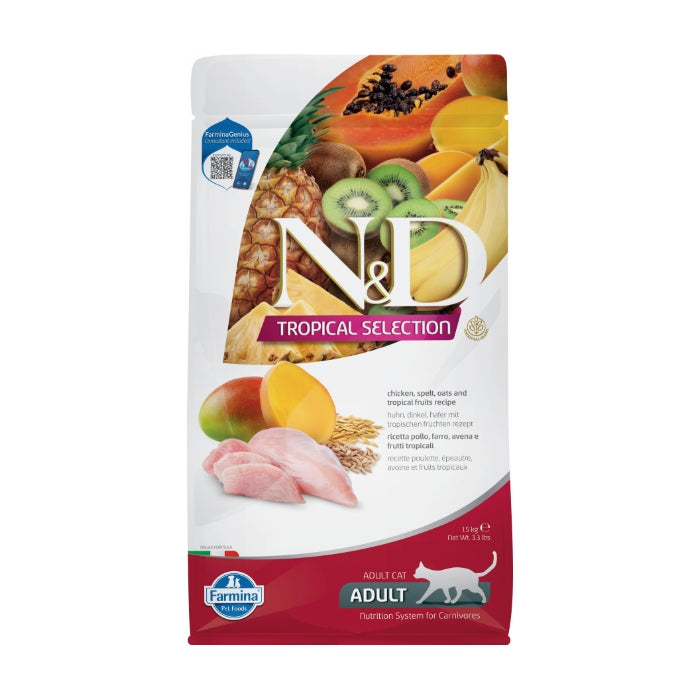 N&D Tropical Selection Tavuklu ve Tropikal Meyveli 1.5 Kg Yetişkin Kuru Kedi Maması