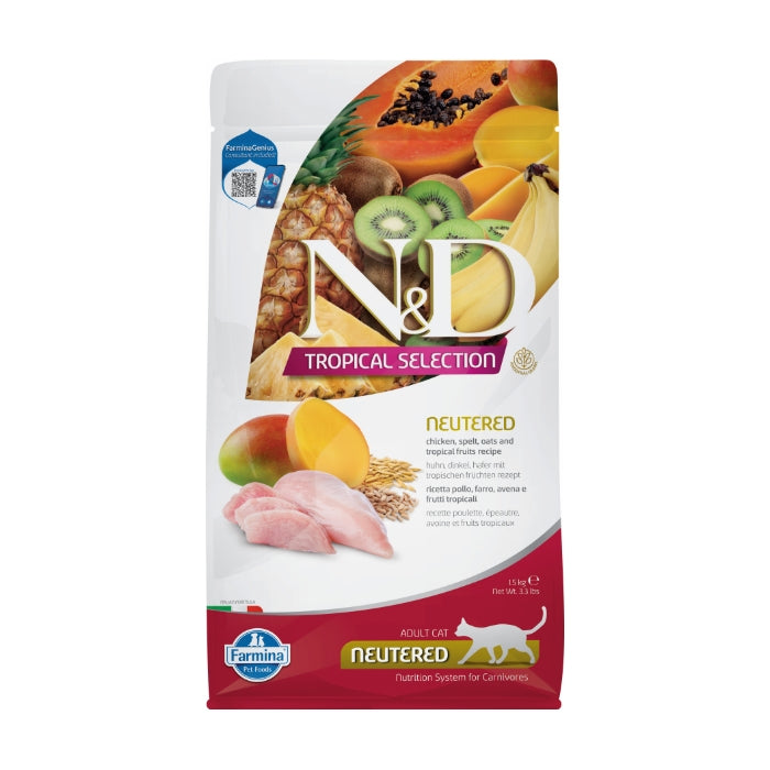 N&D Tropical Selection Tavuklu ve Tropikal Meyveli 1.5 Kg Kısırlaştırılmış Kuru Kedi Maması