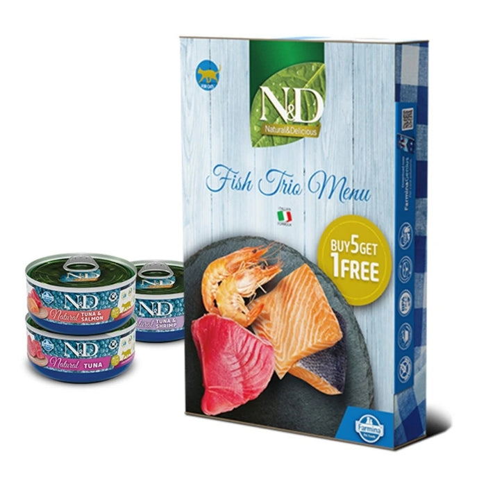 N&D Natural Karides&Somon Balık 6x70gr Yetişkin Kedi Konservesi
