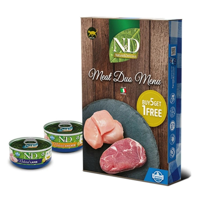 N&D Natural Tavuk&Kuzu Et Menü 6x70gr Yetişkin Kedi Konservesi