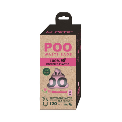 M-Pets Poo 100% Recycled Dışkı Poşeti Gül Kokulu 8x15 Yaprak