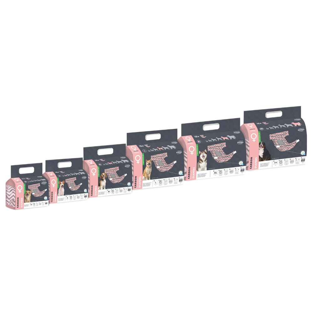 M-Pets Carbonlu Diapers Dişi Köpekler İçin Külot (M) 15Li
