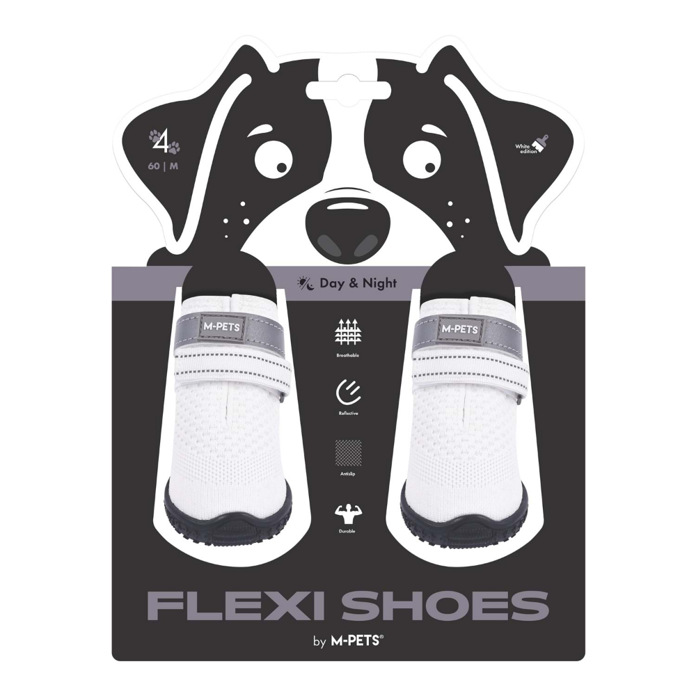 M-Pets Flexi Köpekler İçin Ayakkabı #4 M White Edition