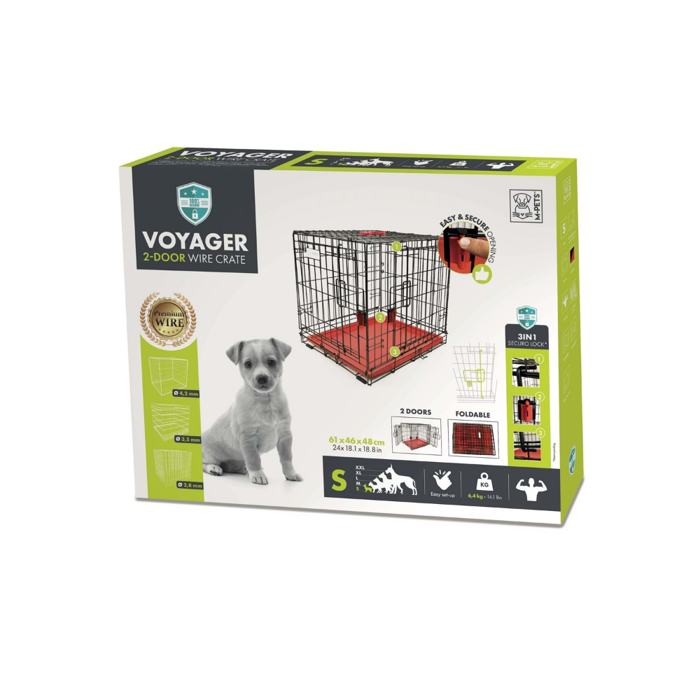 M-Pets Voyager Köpek Kafesi 2 Kapılı (S) Kırmızı 61x46x48Cm