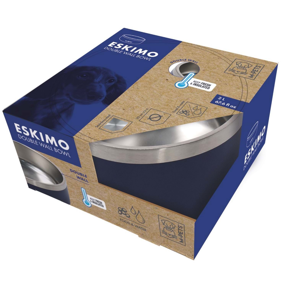 M-Pets Eskimo Çift Cidarlı Mama Kabı 2L Blue