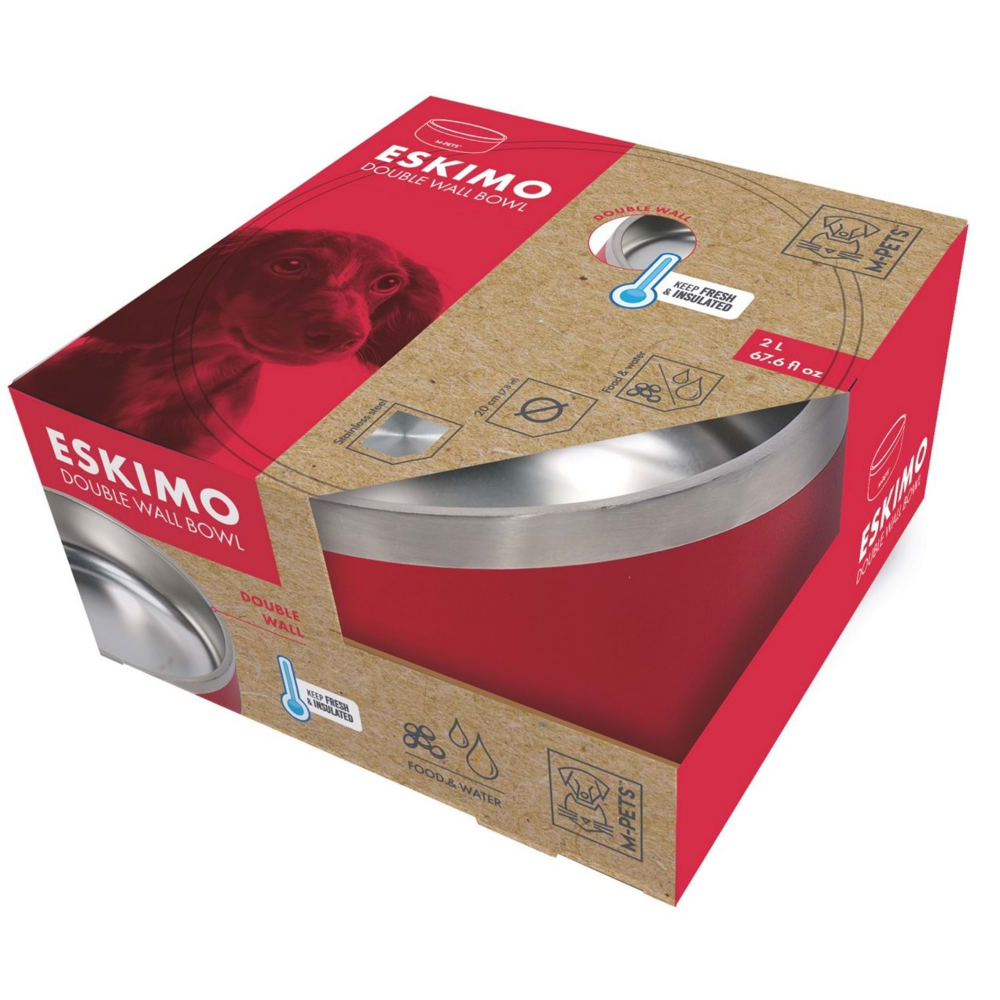 M-Pets Eskimo Çift Cidarlı Mama Kabı 2L Red