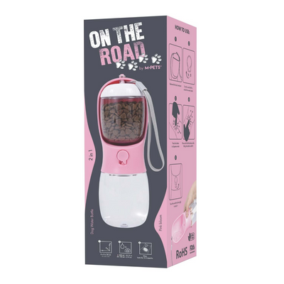 M-PETS On The Road 2İn1 Köpek Seyahat Suluğu 300Ml Pink