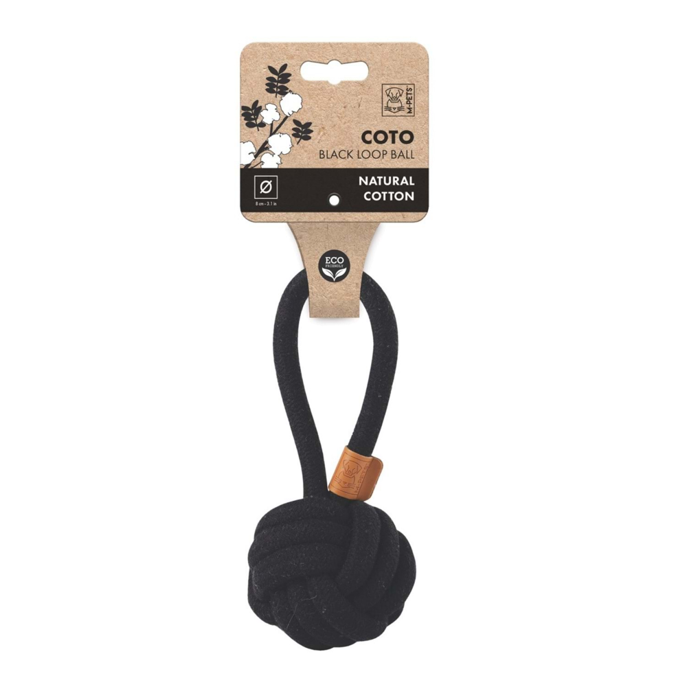M-Pets Coto Black Loop Ball 8 cm Çekmeli Örgü Top Oyuncak