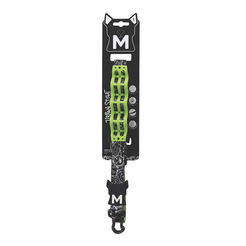 M-Pets Urban Style Freestyle Black/White Şok Emici Gezdirme Tasma (L)