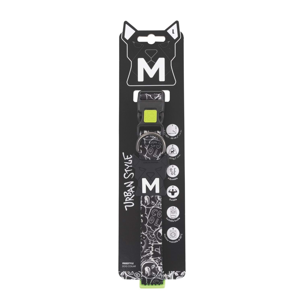 M-Pets Urban Style Freestyle Black/White Boyun Tasması (L)