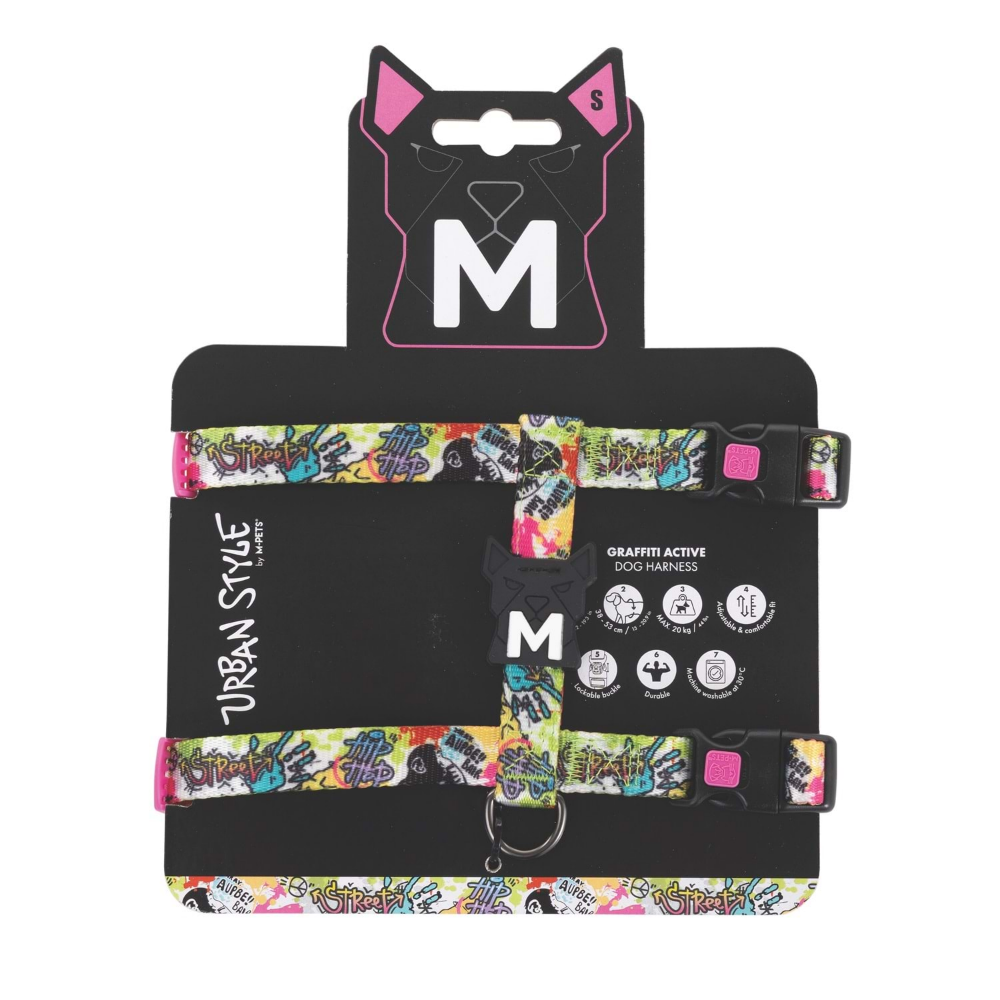 M-Pets Urban Style Graffiti Active Köpek Göğüs Tasması (S)