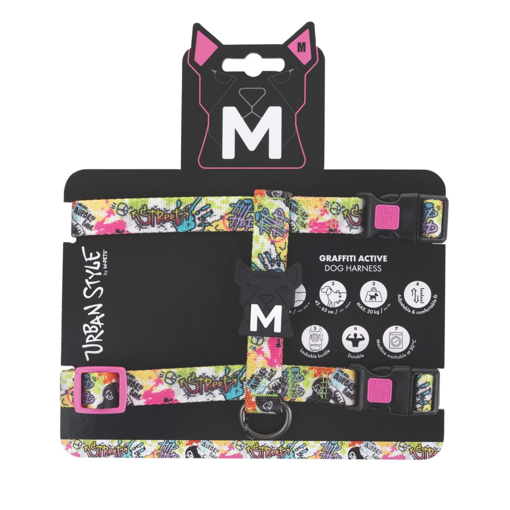 M-Pets Urban Style Graffiti Active Köpek Göğüs Tasması (M)