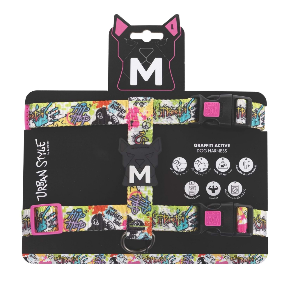 M-Pets Urban Style Graffiti Active Köpek Göğüs Tasması (L)
