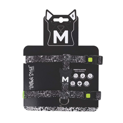 M-Pets Urban Style Black/White Active Köpek Göğüs Tasması (S)