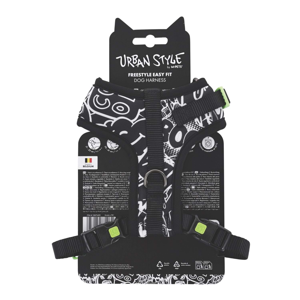 M-Pets Urban Style Black/White Easy Fit Köpek Göğüs Tasması (XS)