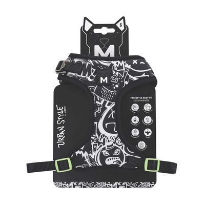 M-Pets Urban Style Black/White Easy Fit Köpek Göğüs Tasması (S)