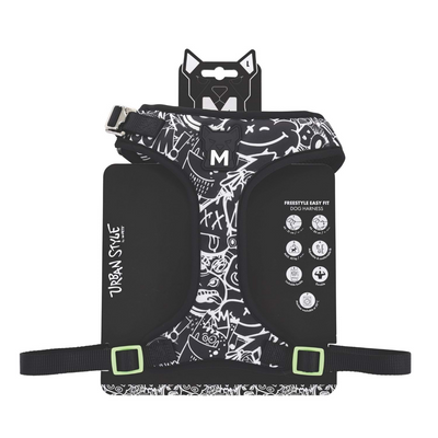 M-Pets Urban Style Black/White Easy Fit Köpek Göğüs Tasması (L)