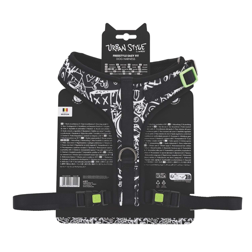 M-Pets Urban Style Black/White Easy Fit Köpek Göğüs Tasması (L)