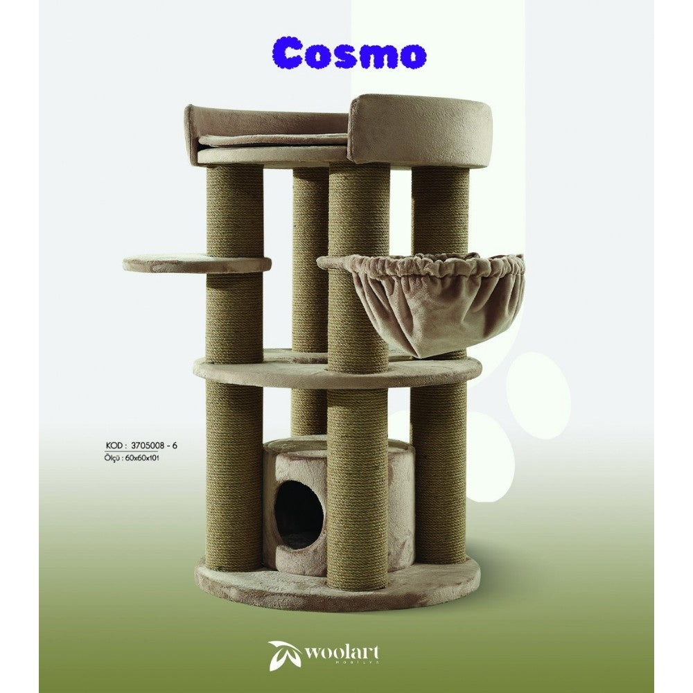 Woolart Cosmo Kedi Tırmalama Mobılyası Gri