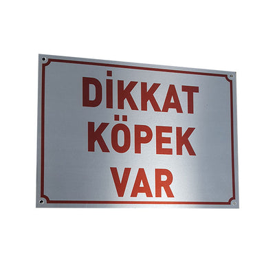 Dikkat Köpek Var Uyarı Levhası Beyaz