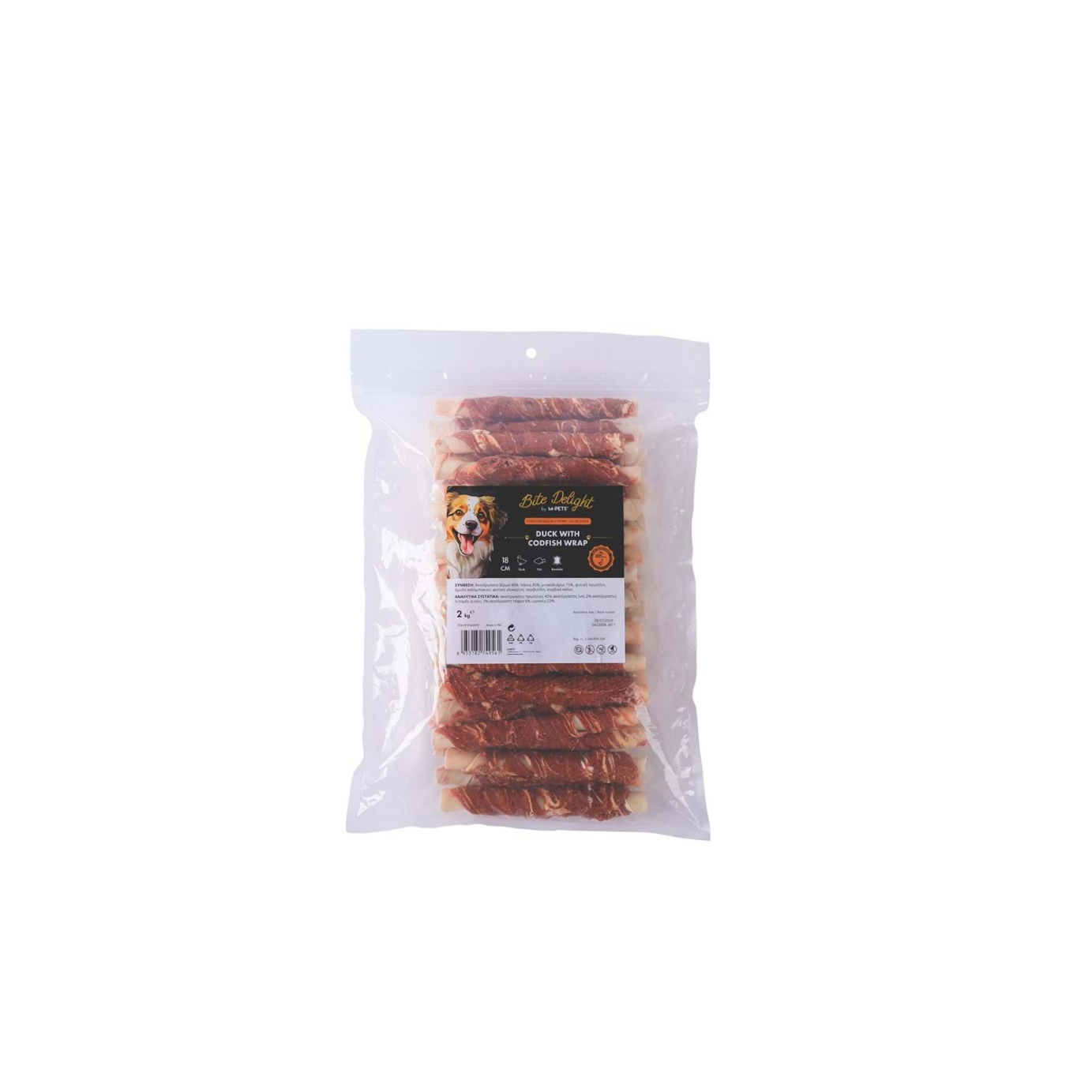 M-Pets Bite Delight Duck With Codfish Wrap 18Cm Köpek Ödülü 2 Kg