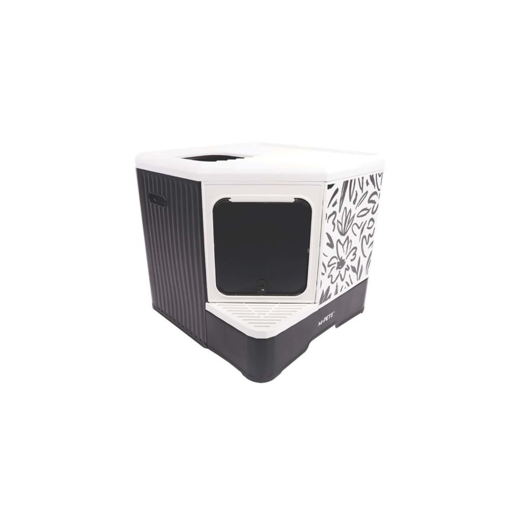 M-Pets Terra Forma Eco Desenli Kapalı Kedi Tuvaleti Black