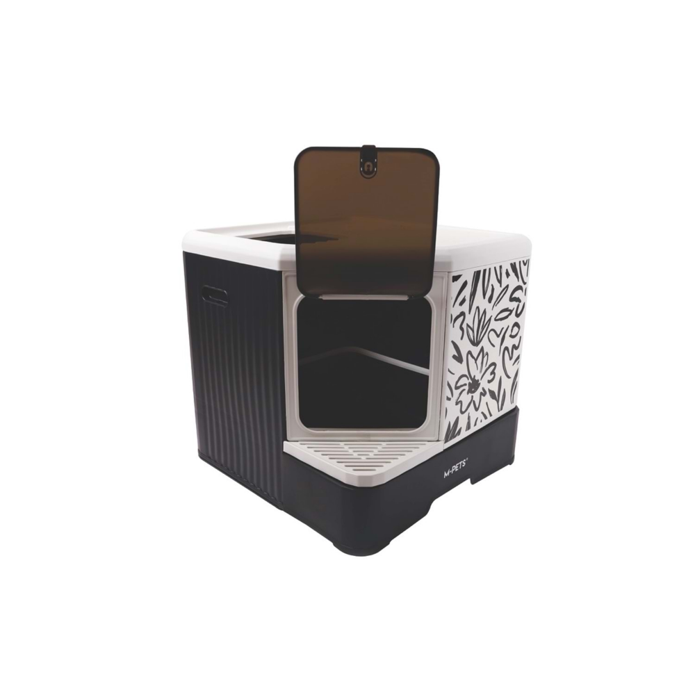 M-Pets Terra Forma Eco Desenli Kapalı Kedi Tuvaleti Black