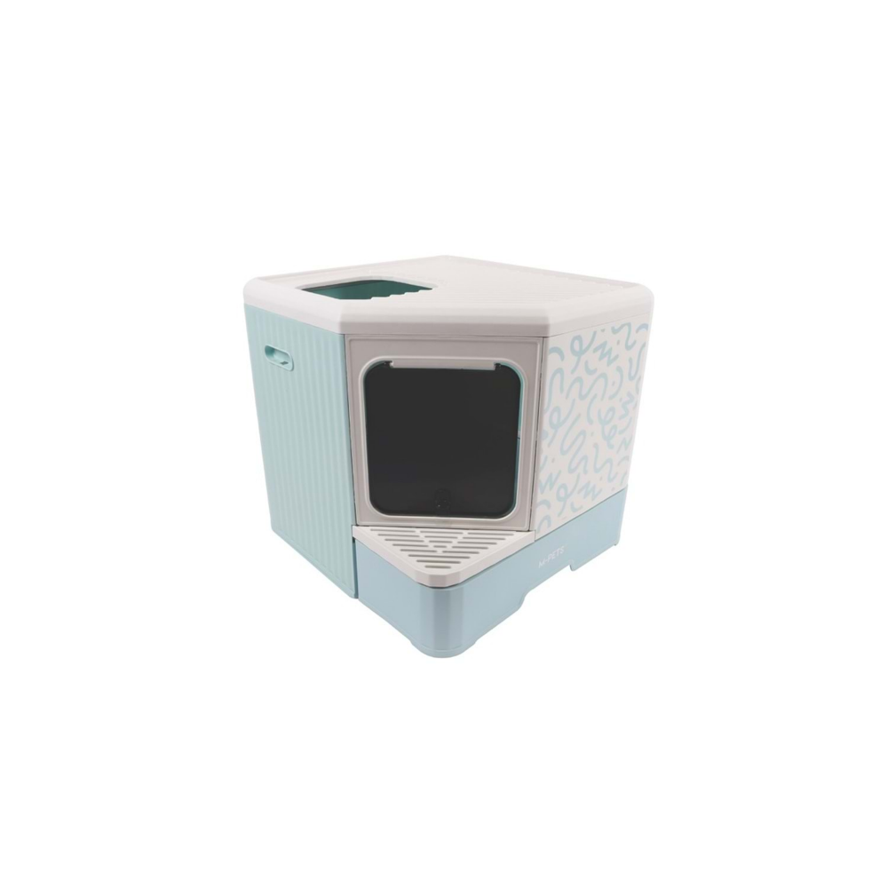 M-Pets Terra Forma Eco Desenli Kapalı Kedi Tuvaleti Blue