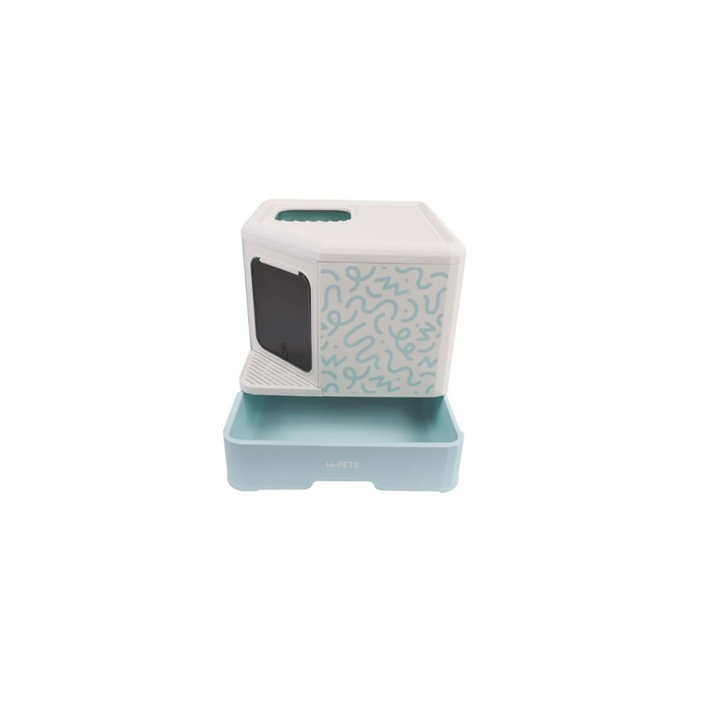M-Pets Terra Forma Eco Desenli Kapalı Kedi Tuvaleti Blue