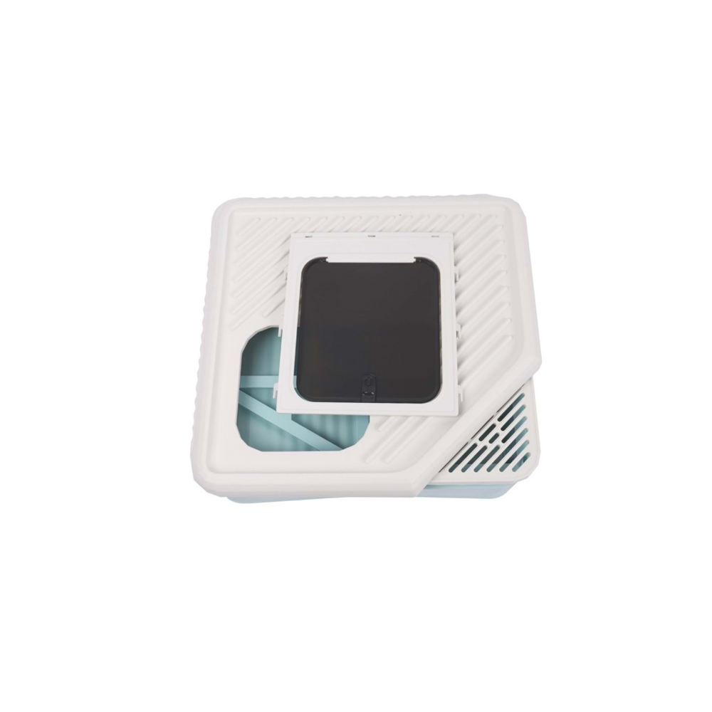 M-Pets Terra Forma Eco Desenli Kapalı Kedi Tuvaleti Blue