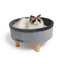 M-Pets Round Elevated Ahşap Ayaklı Kedi Yatağı Grey