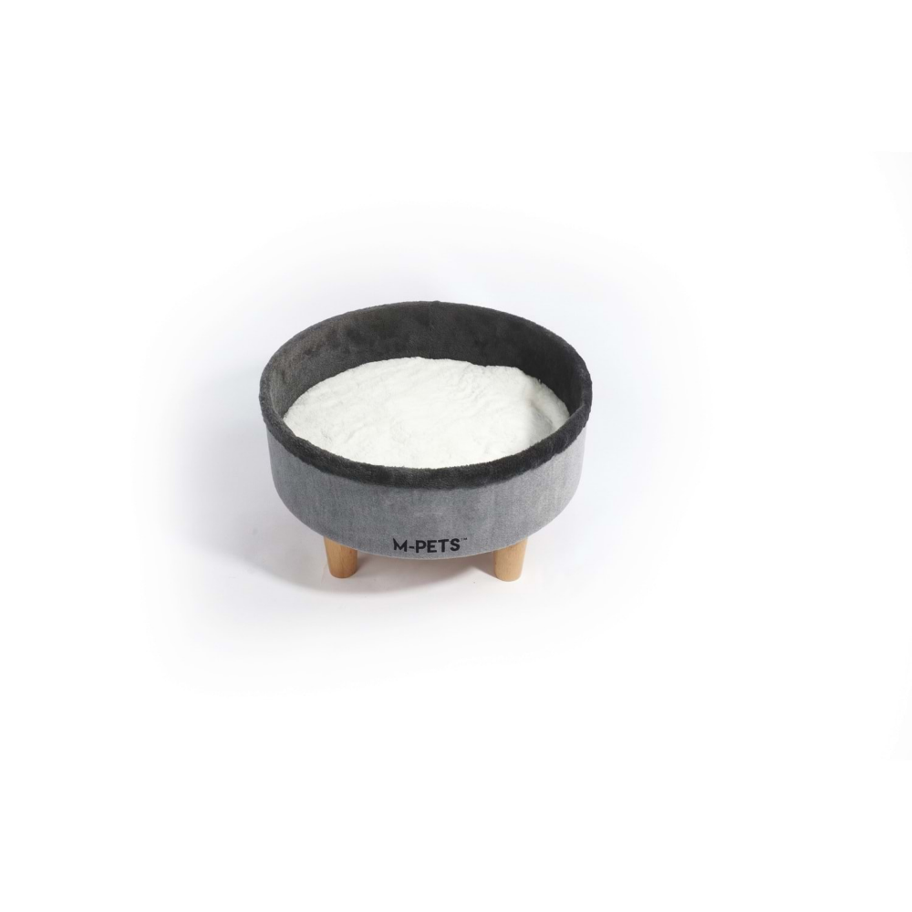 M-Pets Round Elevated Ahşap Ayaklı Kedi Yatağı Grey
