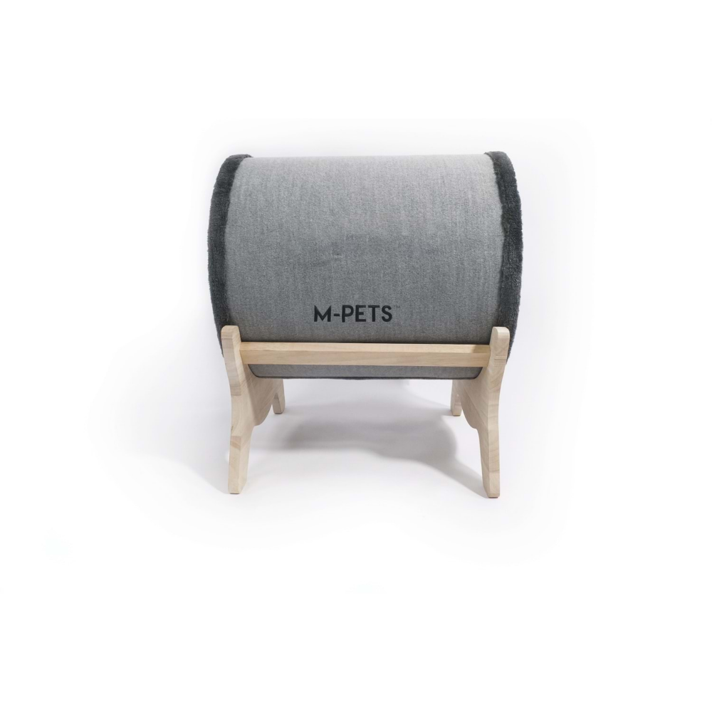 M-Pets Tunnel Elevated Ahşap Ayaklı Kedi Yatağı Grey