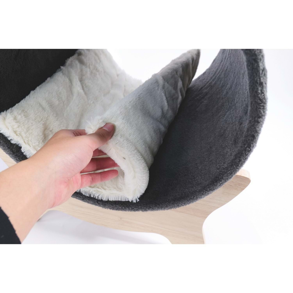 M-Pets Tunnel Elevated Ahşap Ayaklı Kedi Yatağı Grey
