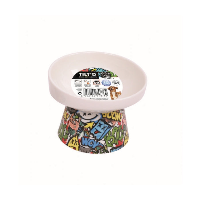 M-Pets Urban Style Tiltd Seramik Mama Kabı 250ml Mi̇x Color