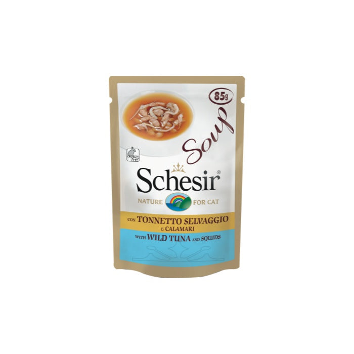 Schesir Soup Ton Balığı ile Kalamar Yetişkin Kedi Çorbası Pouch 85g