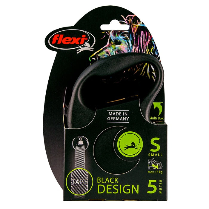 Flexi Black Desing Small 5m Şerit Gezdirme Siyah