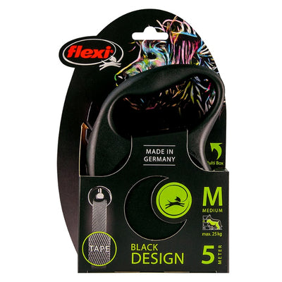 Flexi Black Desing Medium 5m Şerit Gezdirme Siyah