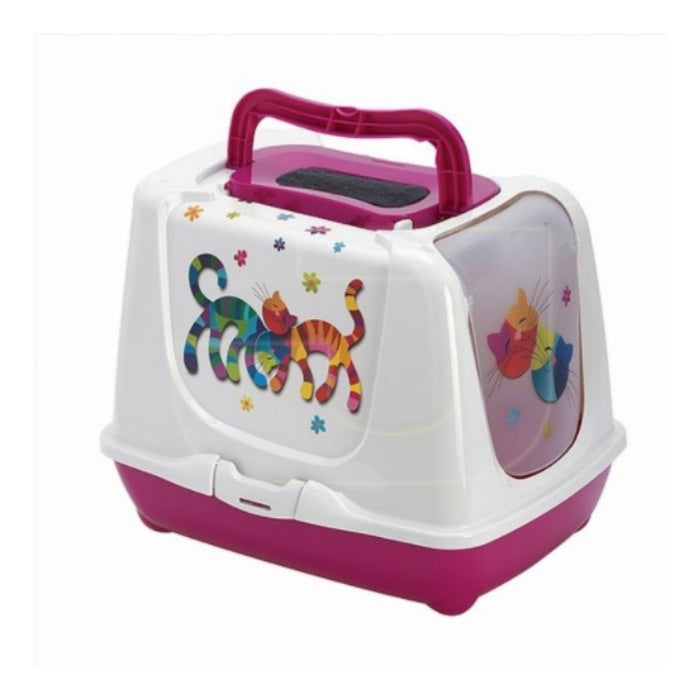 Moderna Trendy Friend Kapalı Kedi Tuvaleti 57cm Fuşya