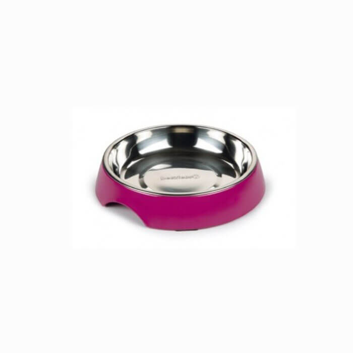 Beeztees Kedi Mama Su Kabı, Paslanmaz Çelik, Pembe, 18,5cm, 420ml