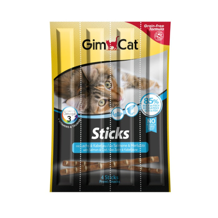 GimCat Sticks Somon & Atlantik Morina Tahılsız Ödül Çubukları 4'lü 20gr