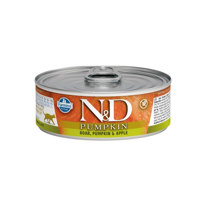 N&D Pumpkin Tahılsız Yaban Domuzu&Balkabağı&Elma 70gr Yaş Kedi Konservesi