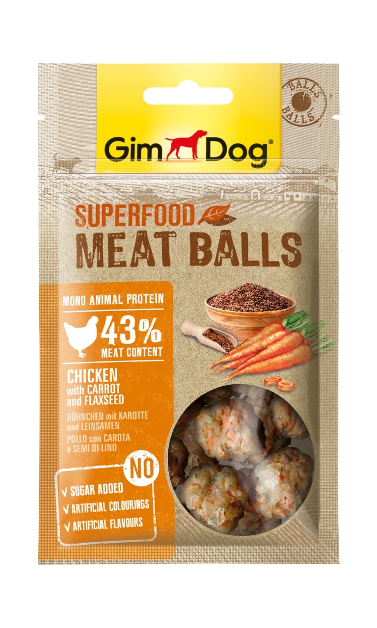 GimDog MeatBalls Havuçlu ve Keten Tohumlu Tavuk 70gr