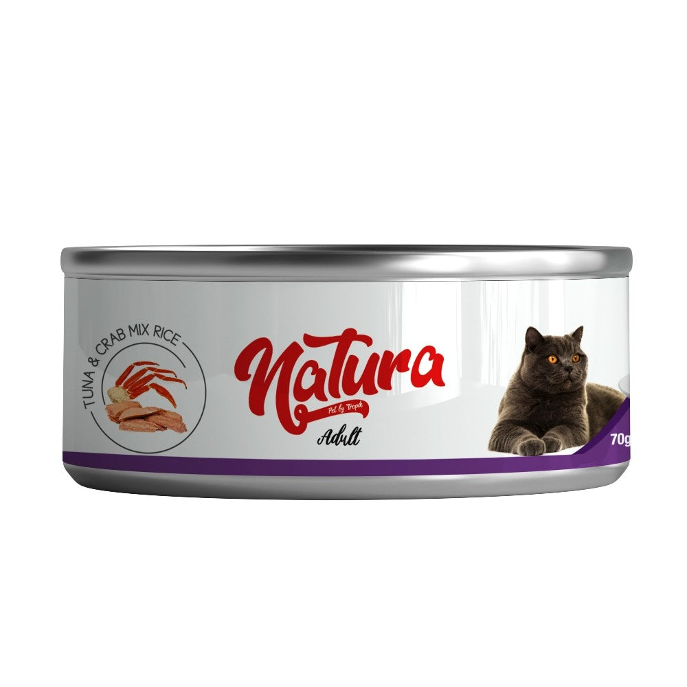 Natura Ton Balığı & Yengeç, Et Suyu İçinde Pirinçli Kedi Konservesi 70 Gr