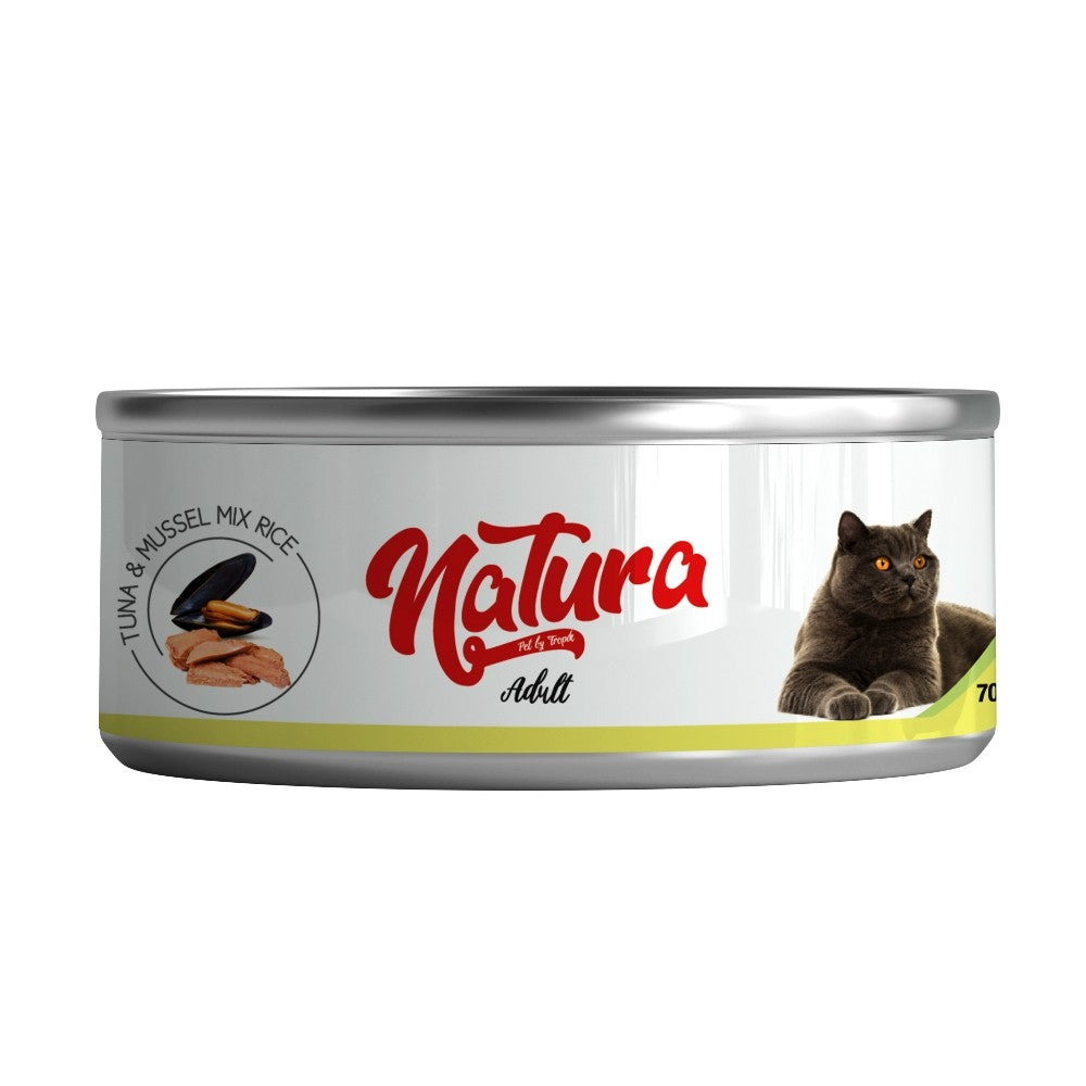 Natura Ton Balığı & Midye, Jöle İçinde Pirinçli Kedi Konservesi 70 Gr