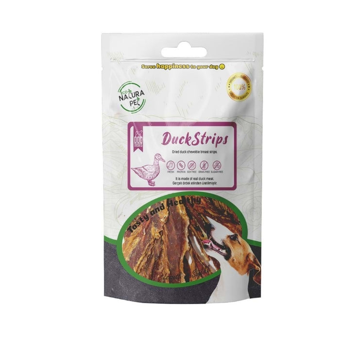 Eco Natura Pet Duck Strips Yumuşak Ördek eti Dilim Köpek Ödülü 80gr