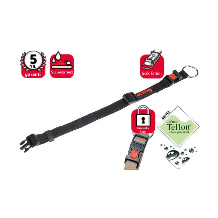 Karlıe Teflon Kilitli Boyun Tasması 30-45cm Siyah