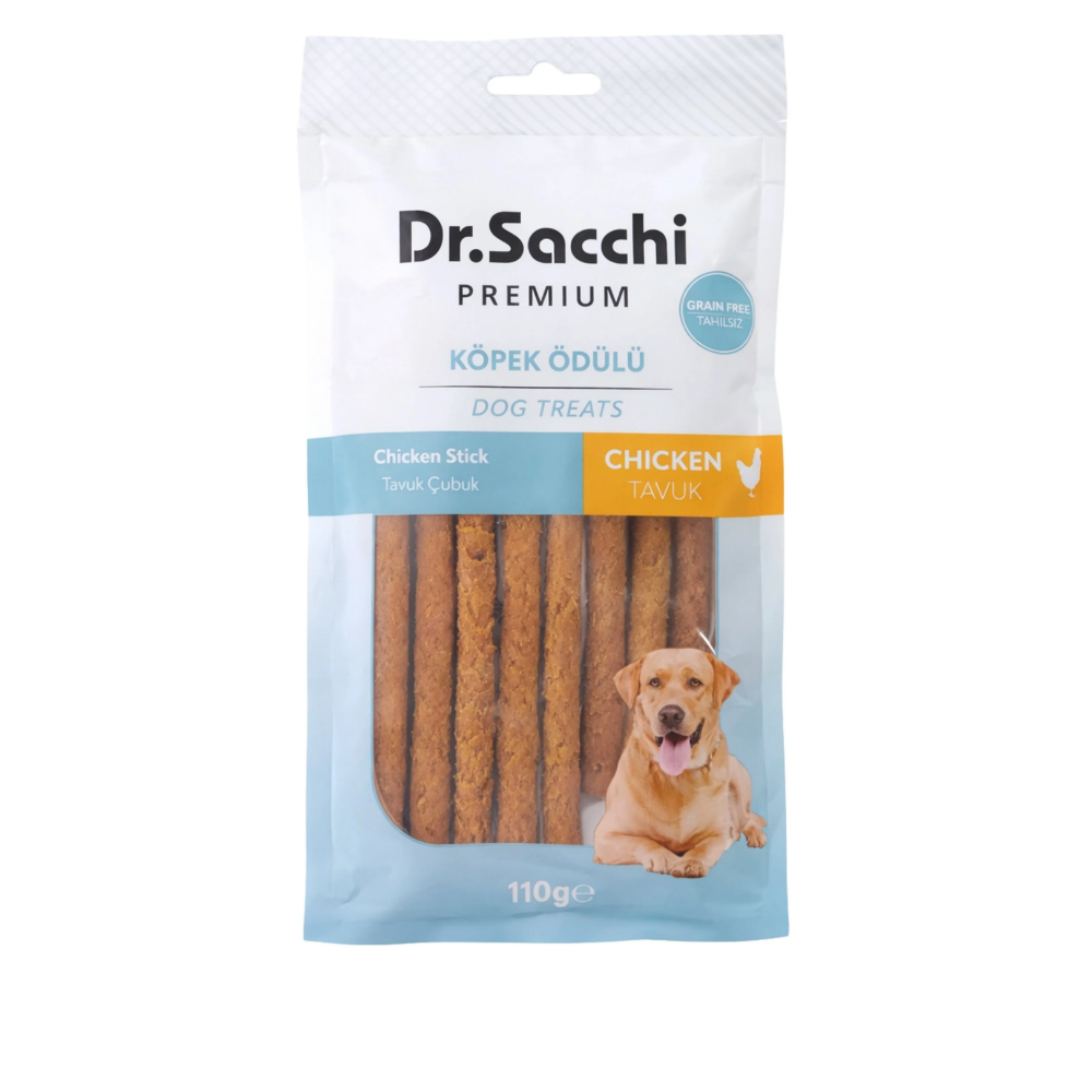 Dr.Sacchi Premium Tavuklu Çubuk Tahılsız Köpek Ödülü 5'' 10'lu 110 Gr